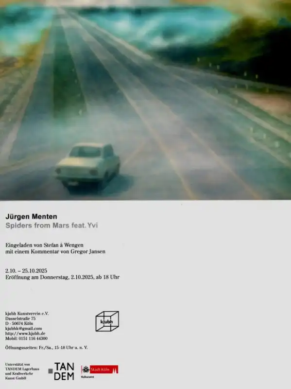 Flyer und EInladung zur Ausstellung und Vernissage von Jürgen Menten in kjubh Köln