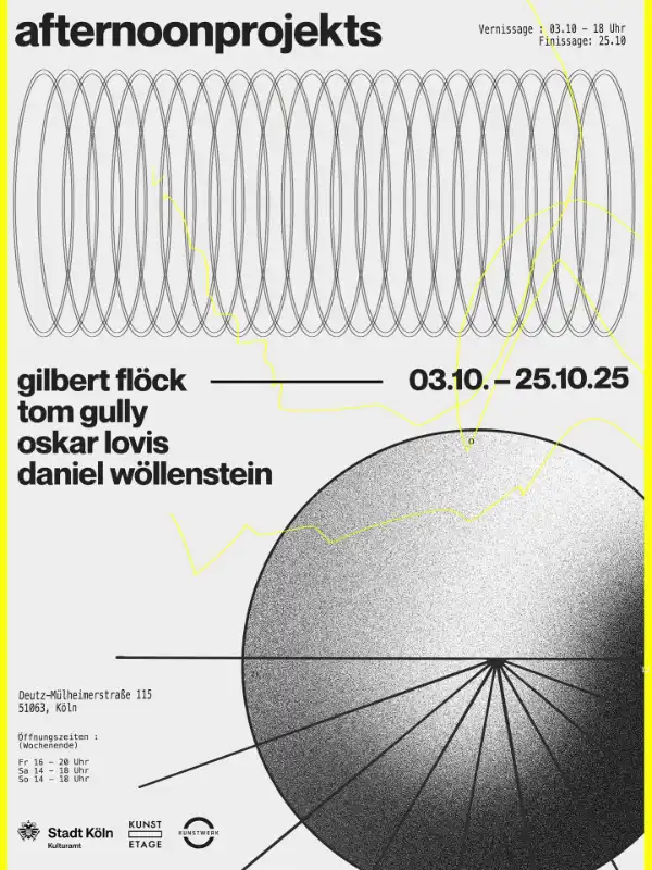 Flyer zur Veranstaltung "afternoonprojects" Vernissage und Ausstellung in Kunstwerk Köln Deutz