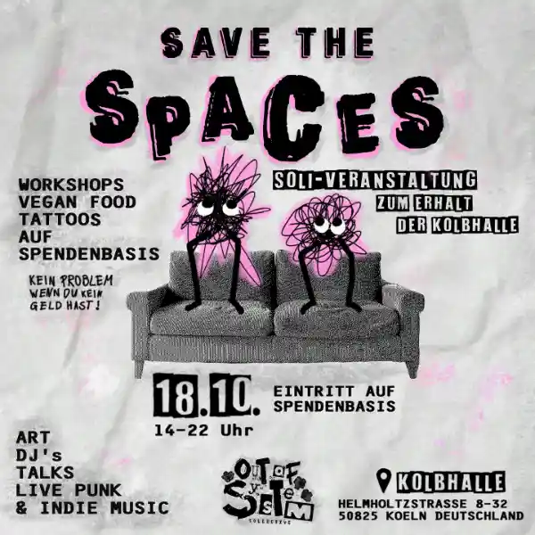 Flyer zur Soli-Party in de Kolbhalle Köln