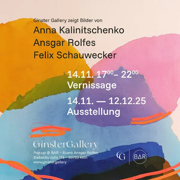 Einladung zur Kunstausstellung in Pop-Up Galerie Ginster Gallery Köln Nippes
