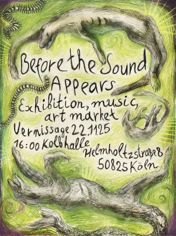 Flyer zur Vernissage und Kunstausstellung mit Party in der Kolbhalle Köln