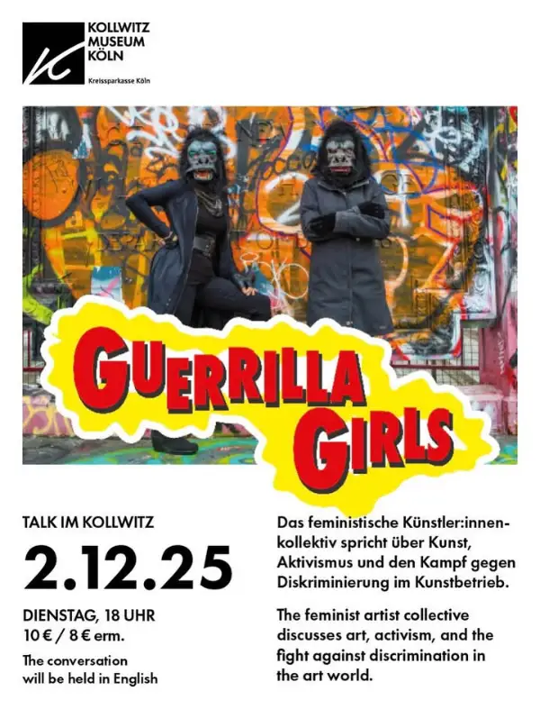 Einladung zum Kunsttalk mit Guerrilla Girls in Käthe Kollwitz Museum Köln