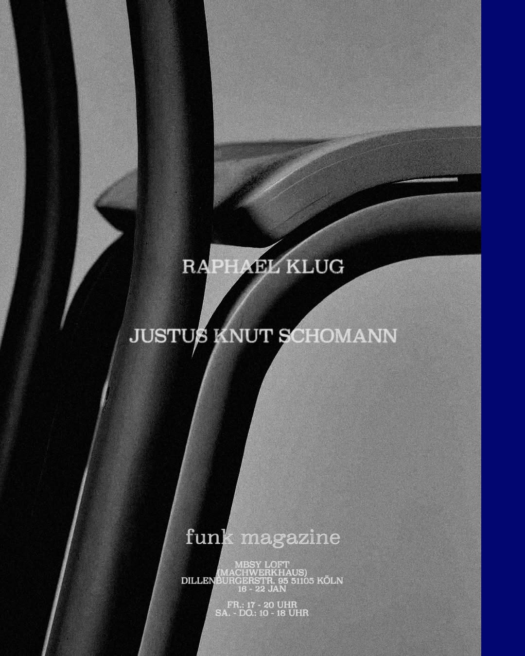 Flyer zur Interior-Objektausstellung von Raphael Klug und Justus Knut Schomann 