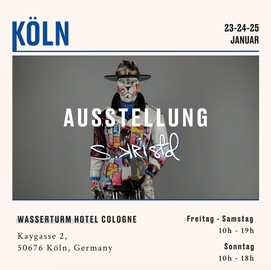 Flyer zur Kunstausstellung von S.Kristol im Hotel Wasserturm in Köln