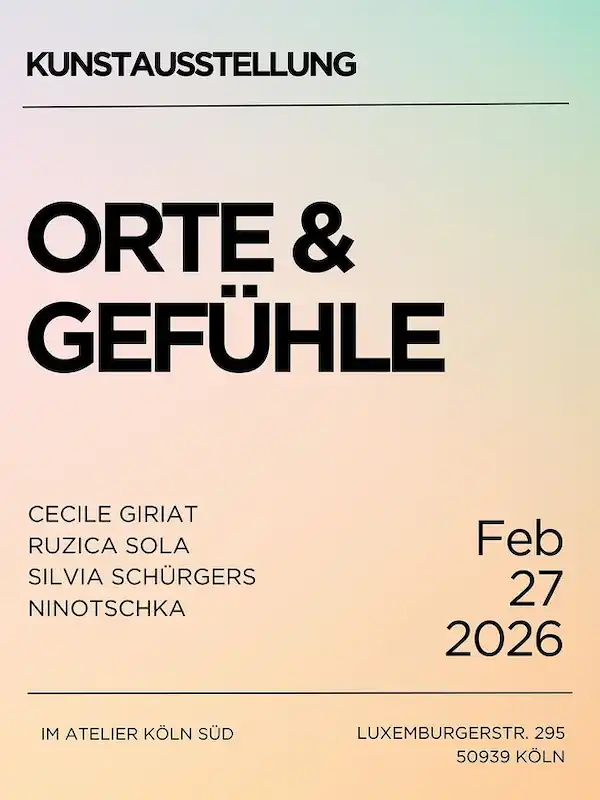 Ausstellung von Cecile Giriat, Ruzica Sola, Silvia Schürges, Ninotschka im Atelier Köln Süd