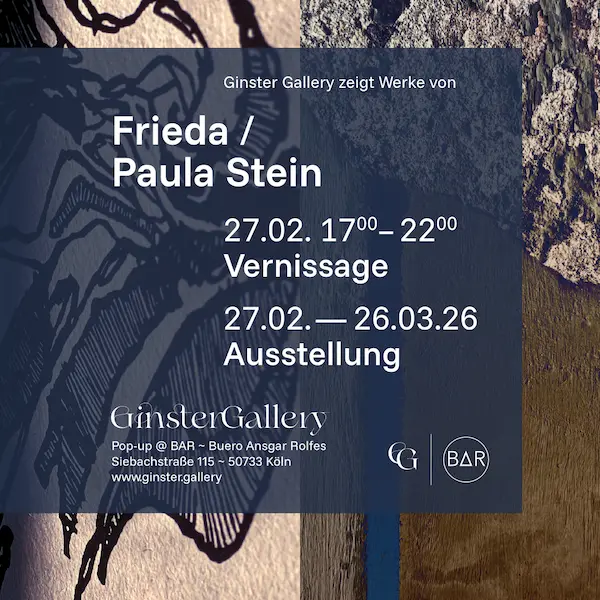 Einladung zur Ausstellung und Vernissage in der Ginster Gallery