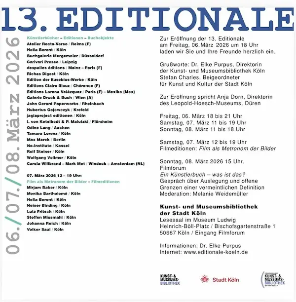 Editonale Ausstellung und Programm in Köln
