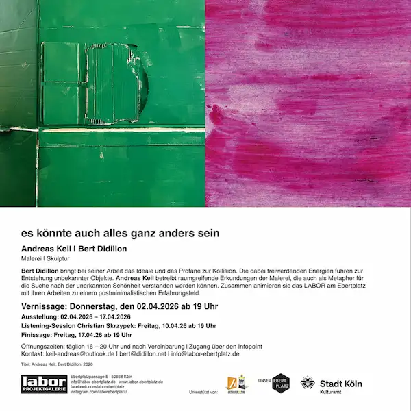 Einladung zur Vernissage und Kunstaustellung von Bert Didillon, Andreas Keil