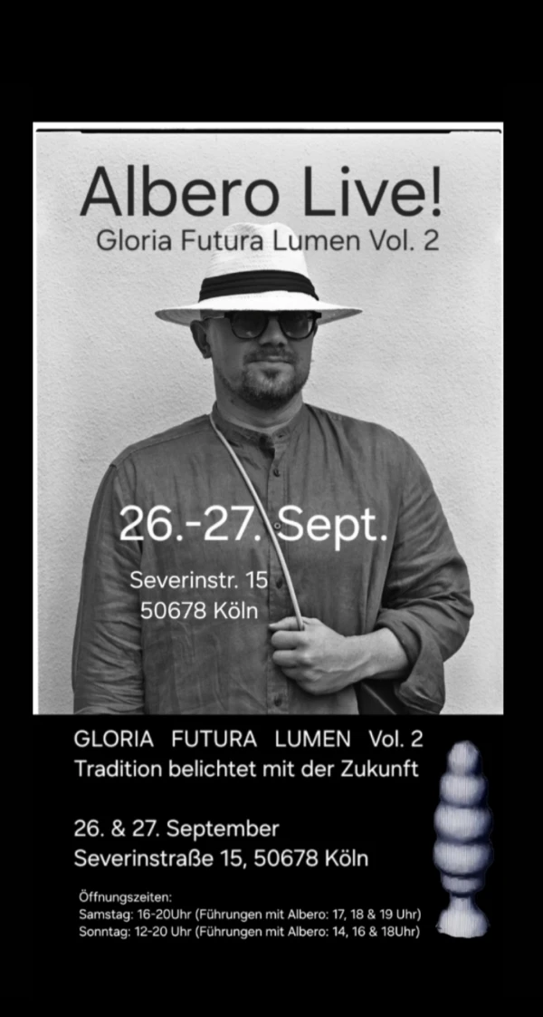 Einladung zur Ausstellung Albero Live! in  Köln