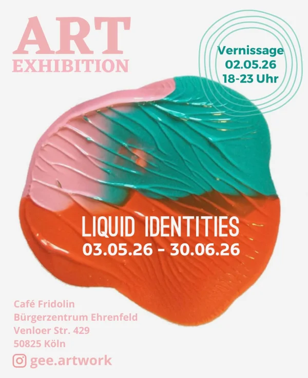 Einladung zur Kunstausstellung mit Vernissage im Cafe Fridolin Köln