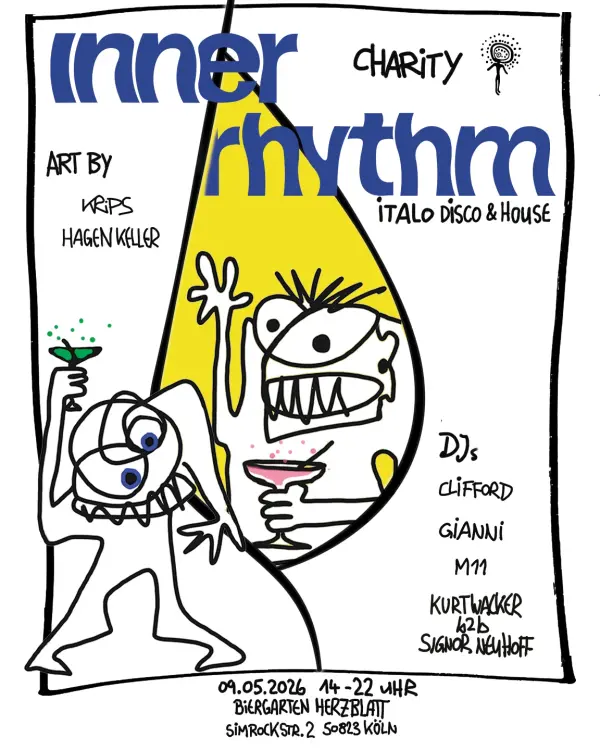 Einladung zur Party mit Kunstausstellung und DJs