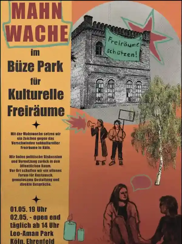 Demonstration der Kunst Mahnwache Ehrenfeld