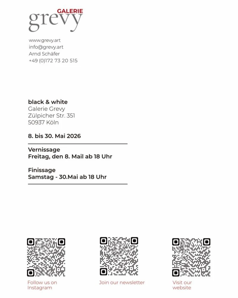 Einladung zur Vernissage "Schwarz. Weiß. Kontraste, die faszinieren. 🖤⚪" in Köln