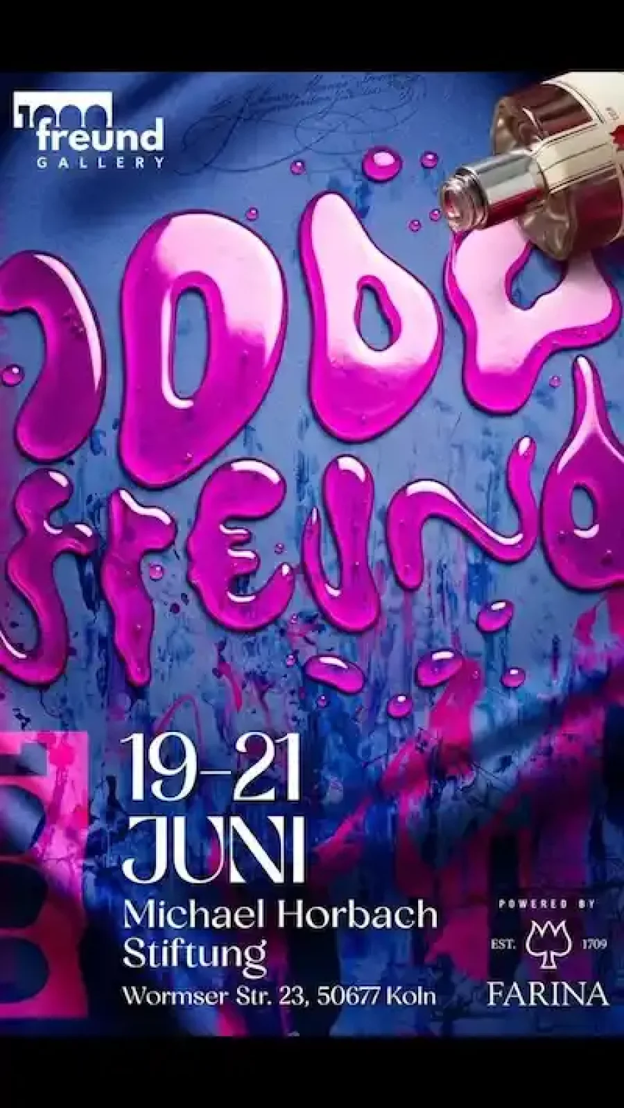 Einladung zur Ausstellung "1000freund Gallery x Farina 1709" in Köln