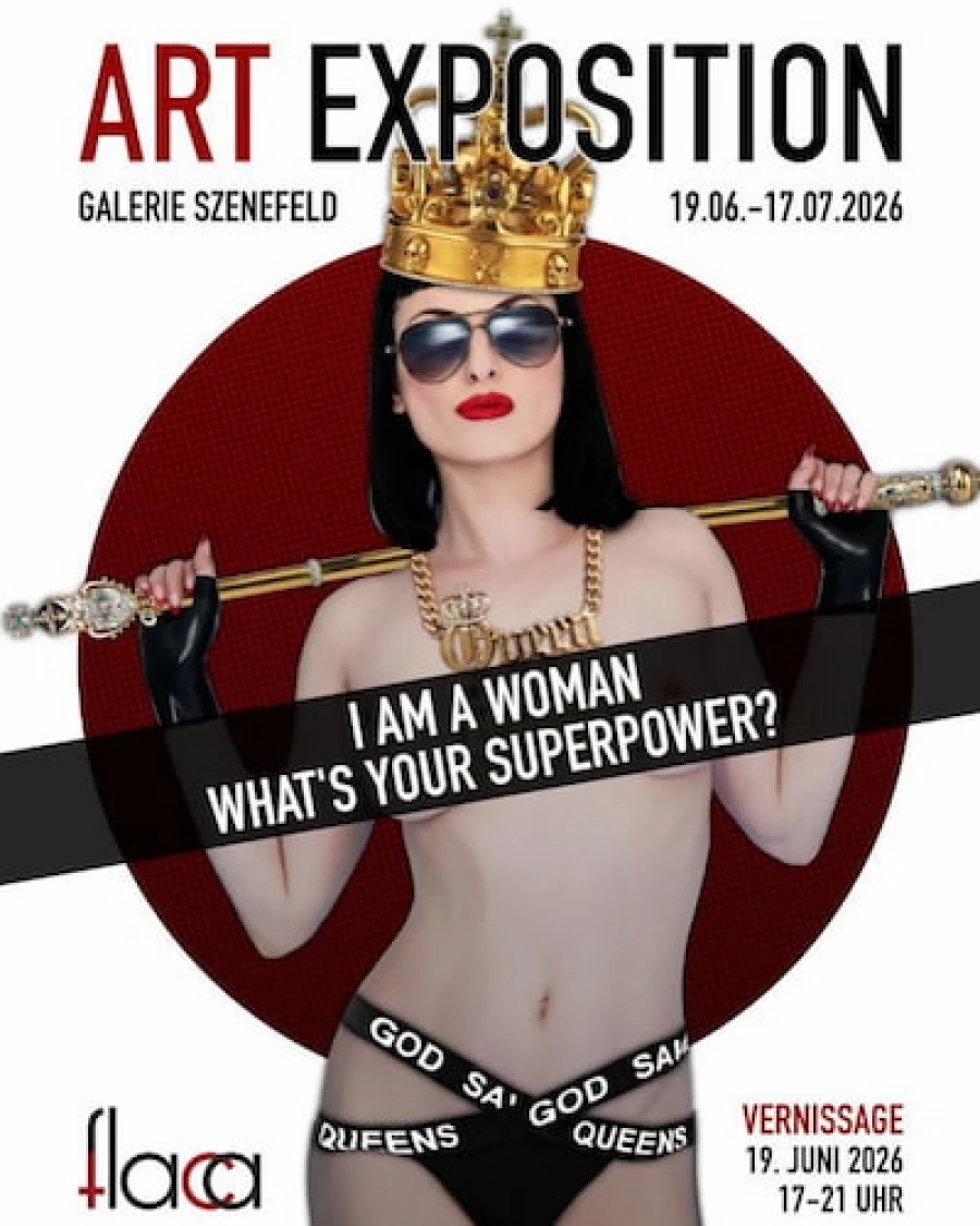 Einladung zur Ausstellung "I AM A WOMAN WHAT‘S YOUR SUPERPOWER?" in Köln